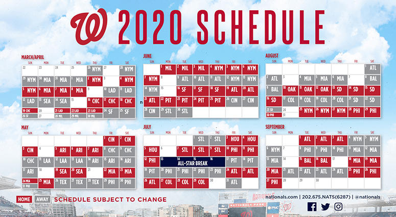 Nationals 2020 every month period program 106.7 The Enthusiast photograph relating to Baltimore Orioles Printable Schedule named Nationals 2020 monthly year plan 106.7 The Lover